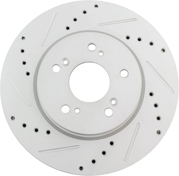 Front Performance Brake Rotors Set Premium G-Coated Cross Drilled & Slotted Compatible with 2007-2012 Acura RDX 2010-2011 Honda Accord Crosstour 2007-2016 CR-V 2012-2015 Crosstour - Image 2