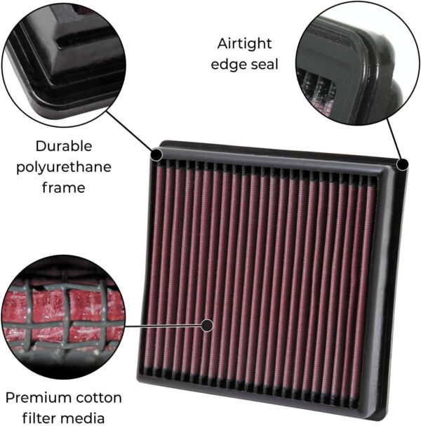 High-Flow Original Lifetime Engine Air Filter: Increase Power: Premium, Washable: Compatible with 2016-2024 : Camaro, SS, ZL1, 33-5047 - Image 2