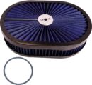 12"x2" Oval High Flow Air Cleaner Filter Assembly 5-1/8" Carb Neck w/Flow-Thru Lid High Flow Compatible With GMC Chevy Ford Chryler Dodge Fit For 5-1/8" carburetor neck (Blue)