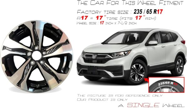 17" Single New Machined Black Alloy Wheel for Honda CRV CR-V 2017-2022 OEM Design Replacement Rim - Image 2