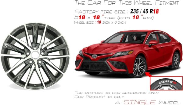 18" NEW Single 18x8 Machined Black Wheel For 2021 2022   OEM Design Replacement Rim - Image 2